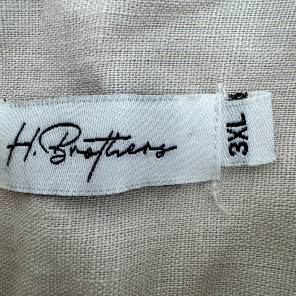 H. Brothers Mens 3XL Linen Blend Long Sleeve Button Down Shirt Beige 10005119 - Picture 4 of 8